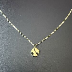 GORJANA Gold Small Hammered Circle Pendant Chain Necklace 16” Slide Adjustable